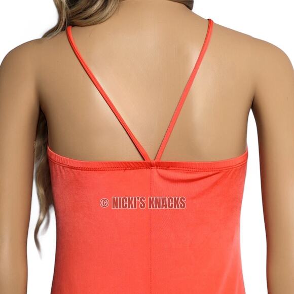 Sincerely Jules Neon Orange Cutout Jersey Knit Midi Dress Halter Size XL - Picture 6 of 10